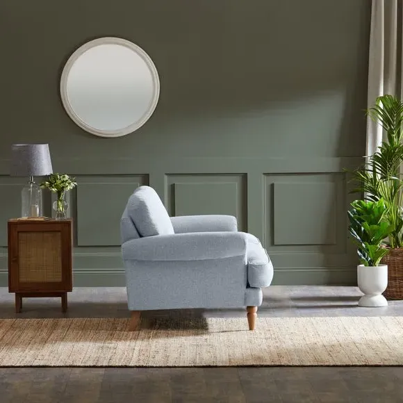 3-Seater Sofa with Scroll Arms - Blue, Fabric