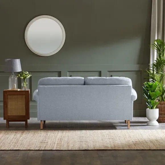 3-Seater Sofa with Scroll Arms - Blue, Fabric