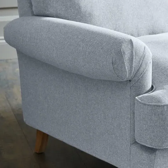 3-Seater Sofa with Scroll Arms - Blue, Fabric