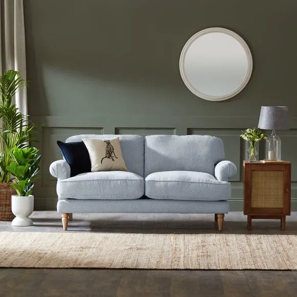 3-Seater Sofa with Scroll Arms - Blue, Fabric image