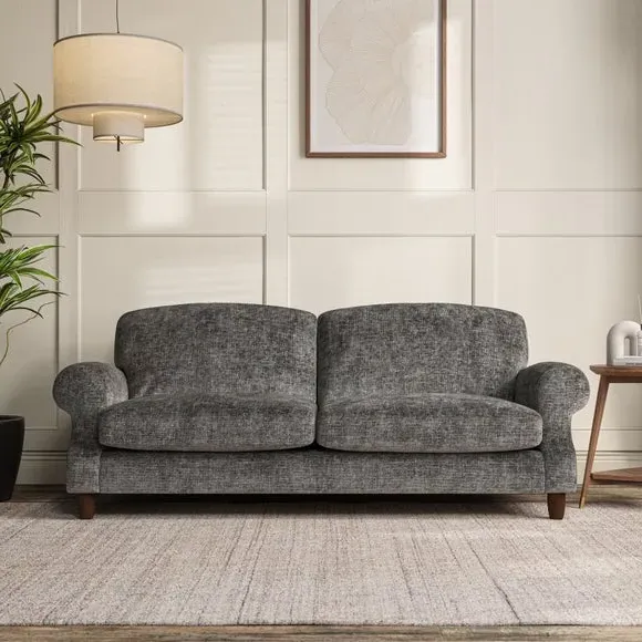 3-Seater Sofa with Scroll Arms - Charcoal, Chenille