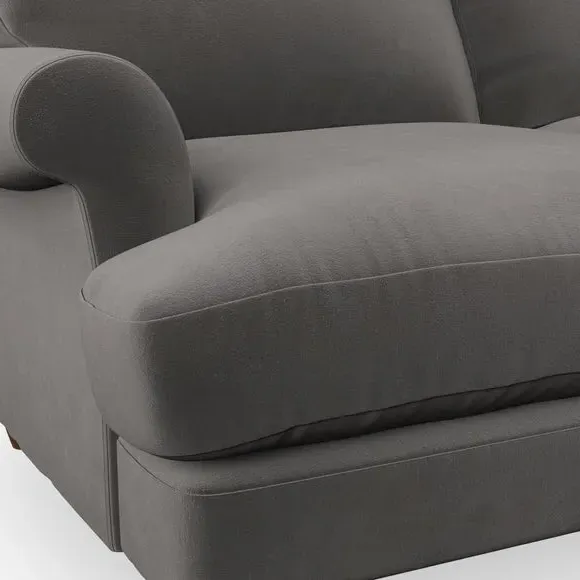 3-Seater Sofa with Scroll Arms - Charcoal, Velvet
