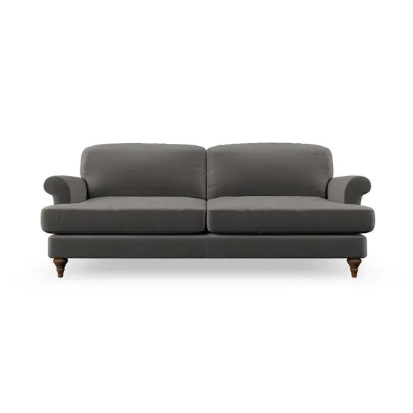 3-Seater Sofa with Scroll Arms - Charcoal, Velvet