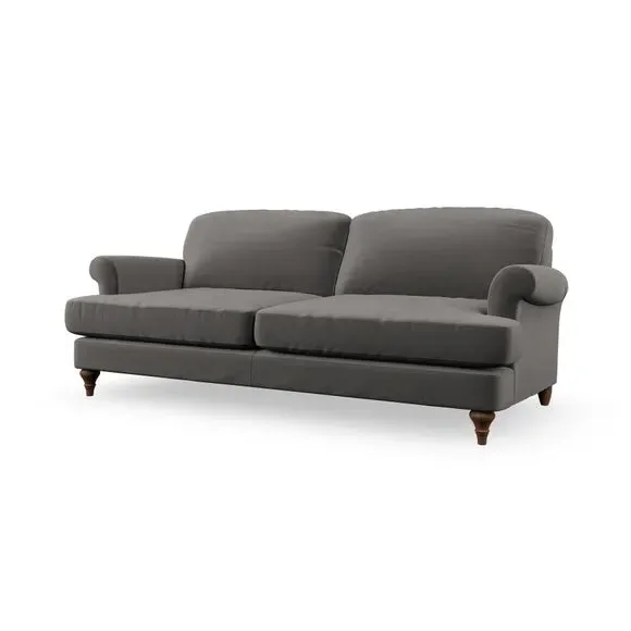 3-Seater Sofa with Scroll Arms - Charcoal, Velvet