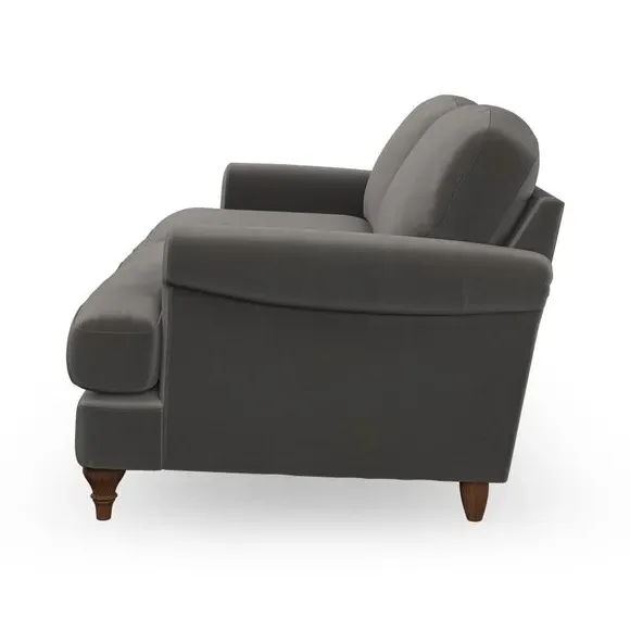3-Seater Sofa with Scroll Arms - Charcoal, Velvet