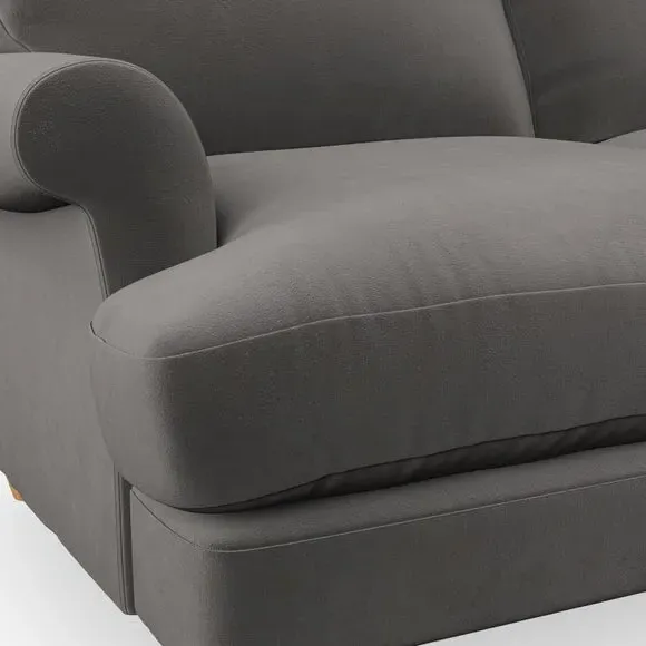 3-Seater Sofa with Scroll Arms - Charcoal, Velvet