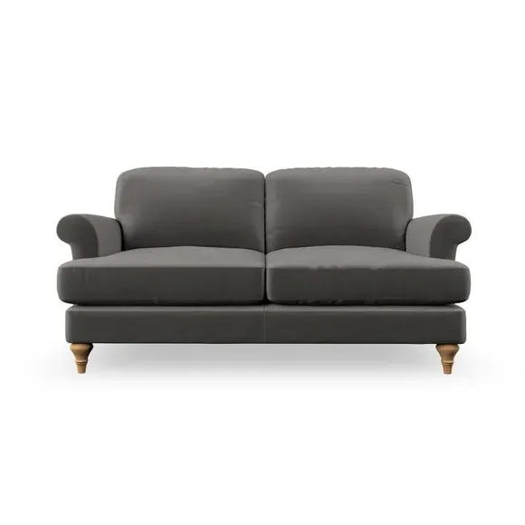 3-Seater Sofa with Scroll Arms - Charcoal, Velvet
