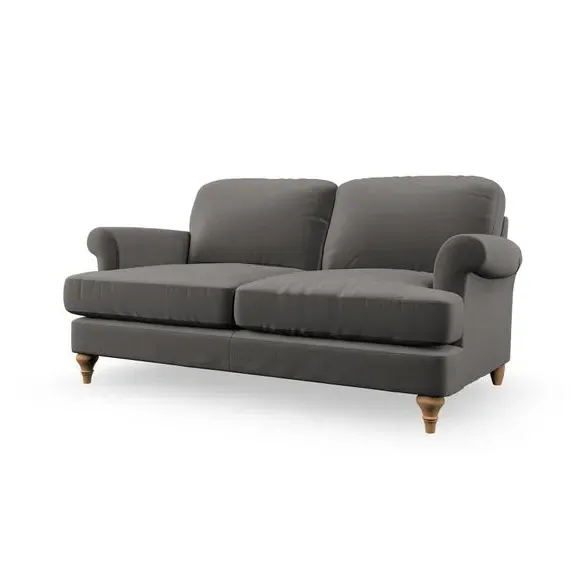 3-Seater Sofa with Scroll Arms - Charcoal, Velvet