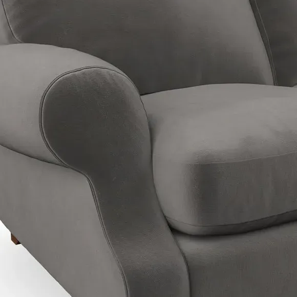 3-Seater Sofa with Scroll Arms - Charcoal, Velvet