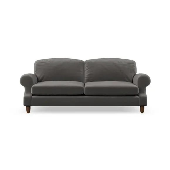 3-Seater Sofa with Scroll Arms - Charcoal, Velvet