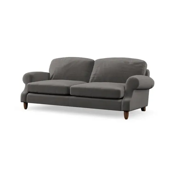 3-Seater Sofa with Scroll Arms - Charcoal, Velvet
