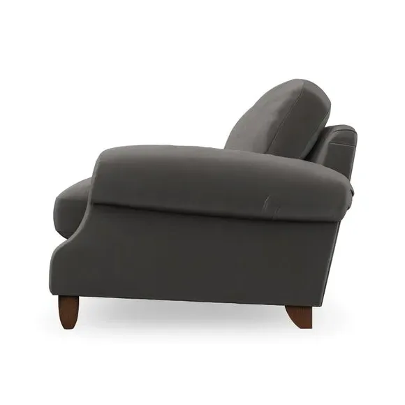 3-Seater Sofa with Scroll Arms - Charcoal, Velvet