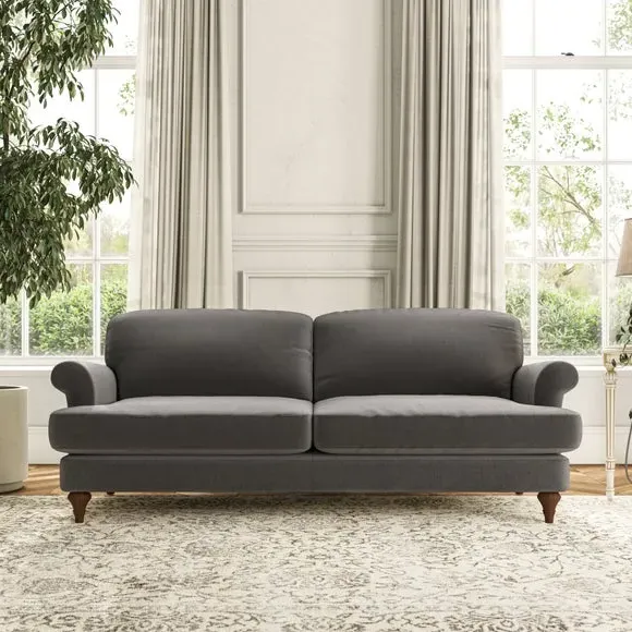 3-Seater Sofa with Scroll Arms - Charcoal, Velvet image
