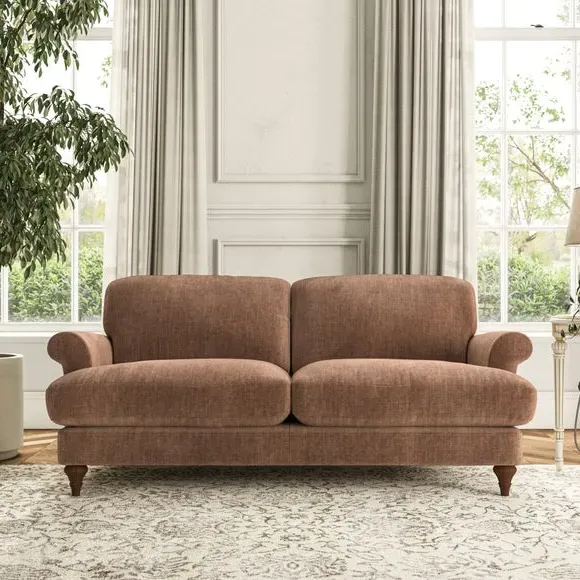 3-Seater Sofa with Scroll Arms - Clay, Chenille