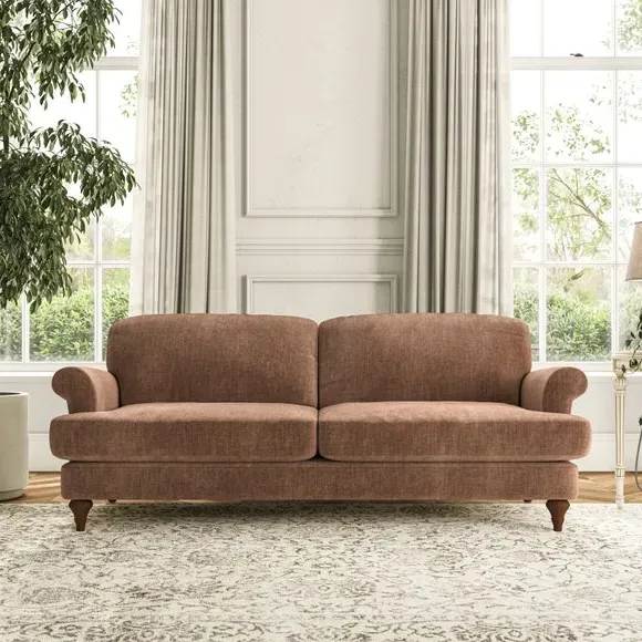 3-Seater Sofa with Scroll Arms - Clay, Chenille