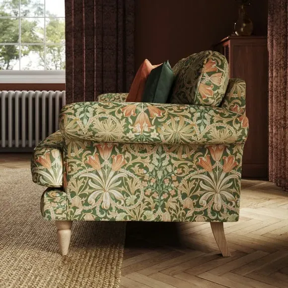 3-Seater Sofa with Scroll Arms - Fennel, Velvet