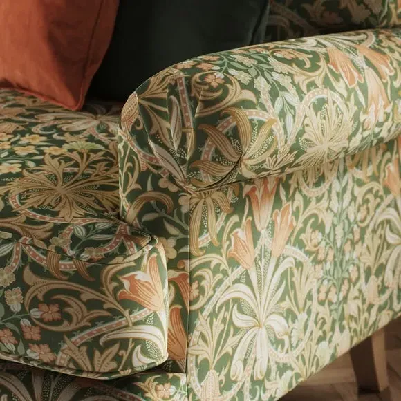3-Seater Sofa with Scroll Arms - Fennel, Velvet
