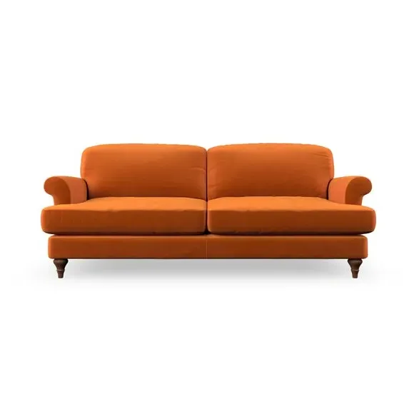 3-Seater Sofa with Scroll Arms - Ginger, Velvet