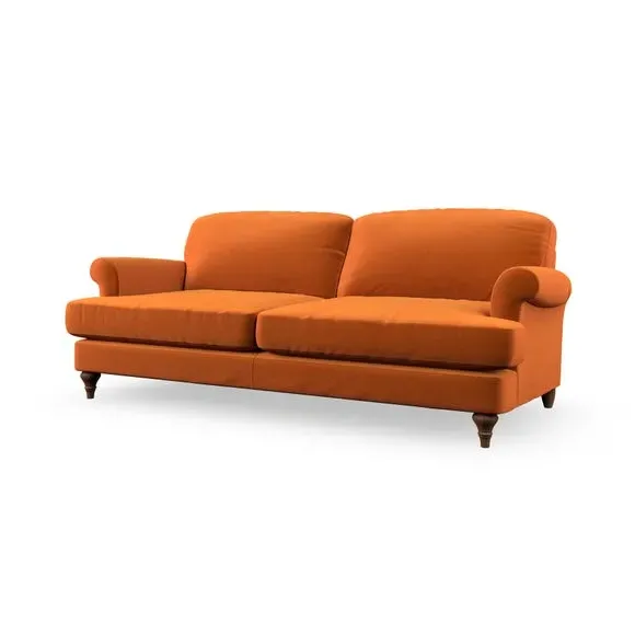 3-Seater Sofa with Scroll Arms - Ginger, Velvet