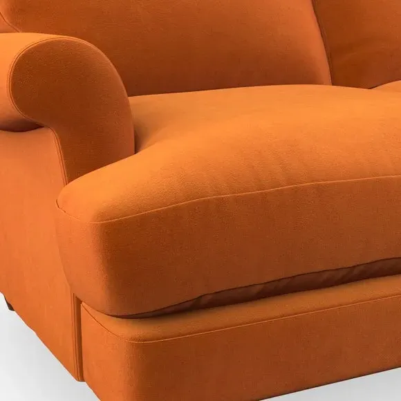 3-Seater Sofa with Scroll Arms - Ginger, Velvet