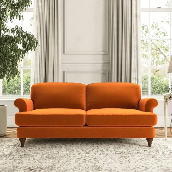 3-Seater Sofa with Scroll Arms - Ginger, Velvet