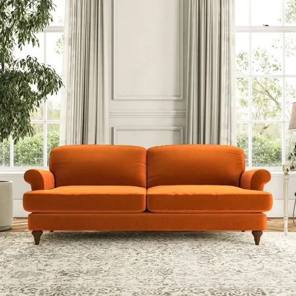 3-Seater Sofa with Scroll Arms - Ginger, Velvet
