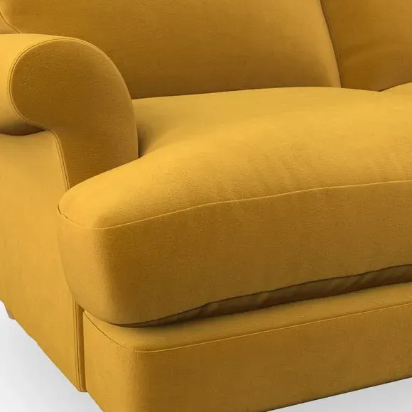 3-Seater Sofa with Scroll Arms - Gold, Fabric