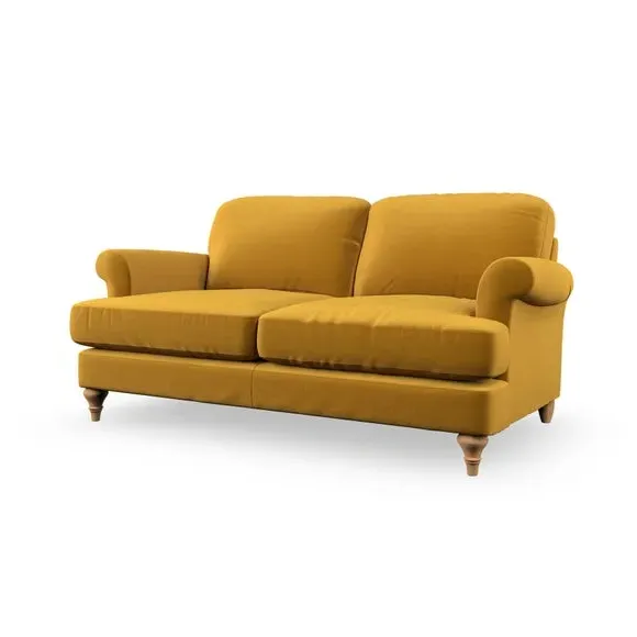 3-Seater Sofa with Scroll Arms - Gold, Fabric