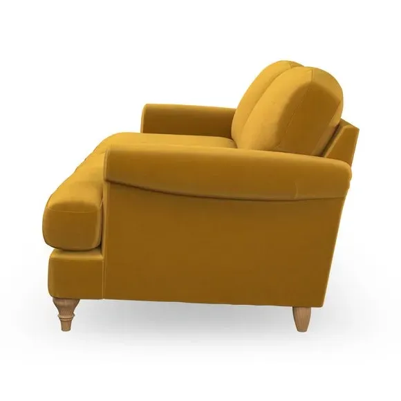 3-Seater Sofa with Scroll Arms - Gold, Fabric