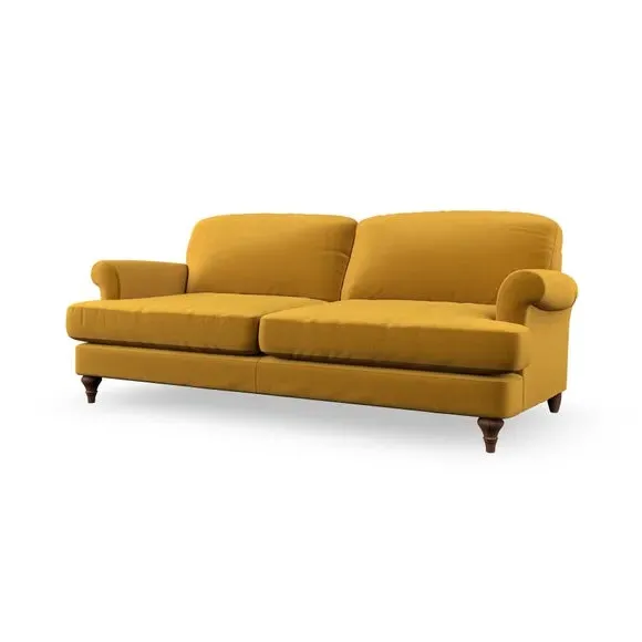 3-Seater Sofa with Scroll Arms - Gold, Velvet