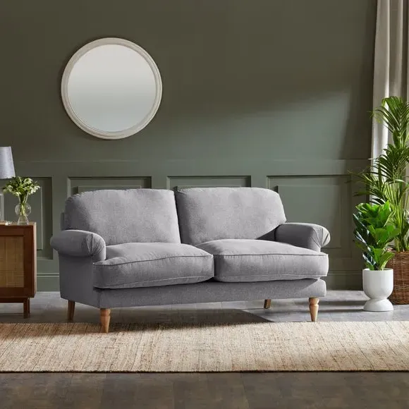 3-Seater Sofa with Scroll Arms - Grey, Fabric
