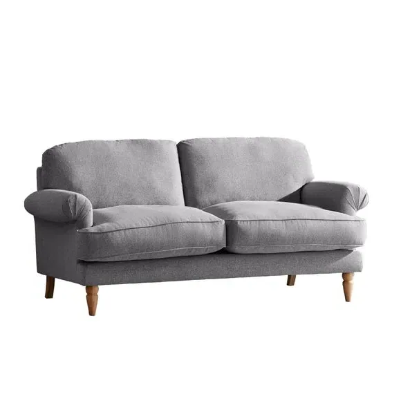 3-Seater Sofa with Scroll Arms - Grey, Fabric