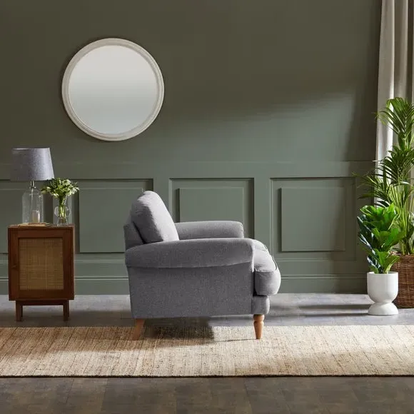 3-Seater Sofa with Scroll Arms - Grey, Fabric