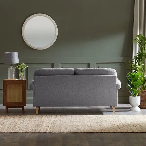 3-Seater Sofa with Scroll Arms - Grey, Fabric