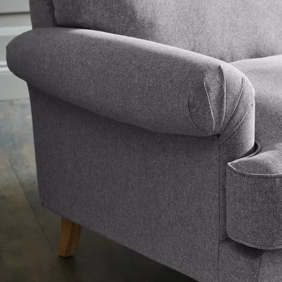 3-Seater Sofa with Scroll Arms - Grey, Fabric