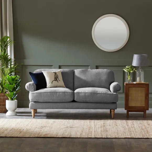 3-Seater Sofa with Scroll Arms - Grey, Fabric