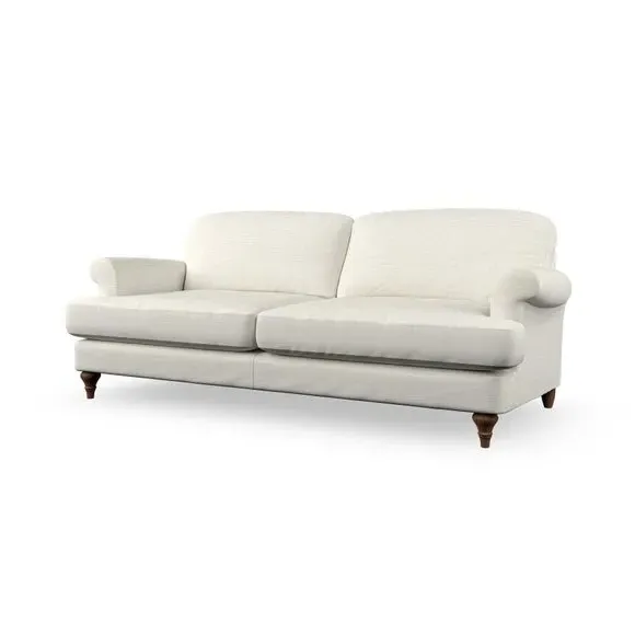 3-Seater Sofa with Scroll Arms - Ivory, Chenille