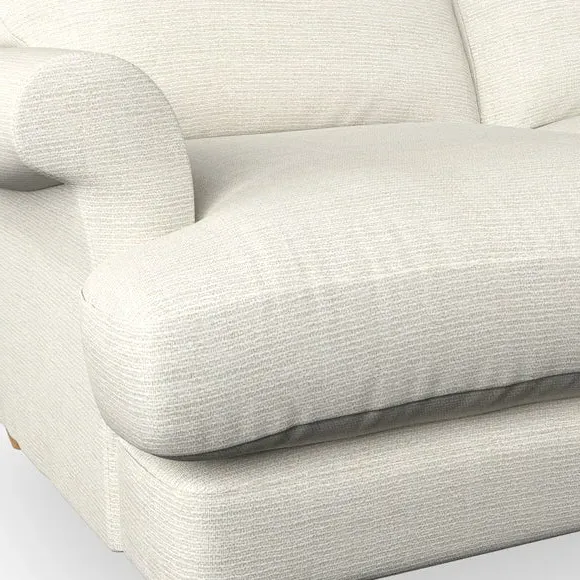 3-Seater Sofa with Scroll Arms - Ivory, Fabric
