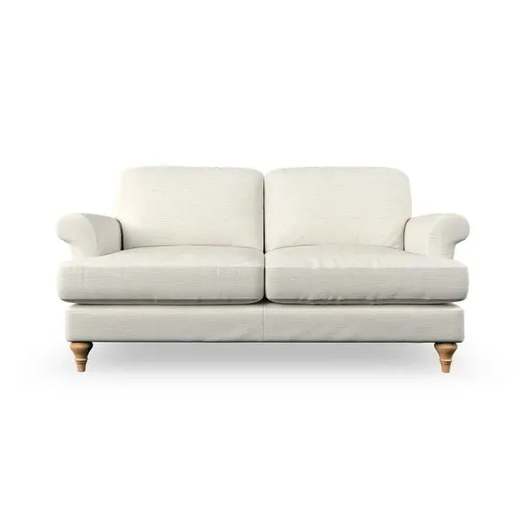 3-Seater Sofa with Scroll Arms - Ivory, Fabric