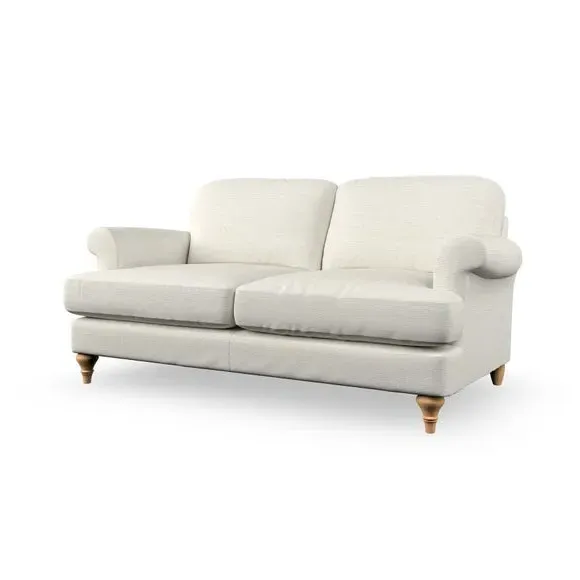 3-Seater Sofa with Scroll Arms - Ivory, Fabric