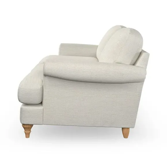 3-Seater Sofa with Scroll Arms - Ivory, Fabric