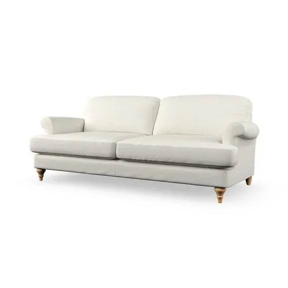 3-Seater Sofa with Scroll Arms - Ivory, Weave