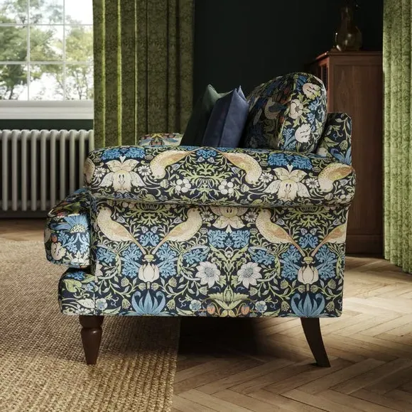 3-Seater Sofa with Scroll Arms - Midnight, Velvet