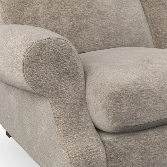 3-Seater Sofa with Scroll Arms - Mushroom, Chenille