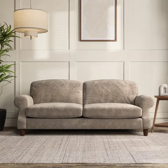 3-Seater Sofa with Scroll Arms - Mushroom, Chenille