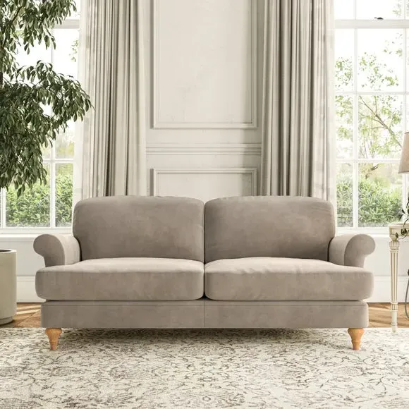 3-Seater Sofa with Scroll Arms - Mushroom, Chenille image