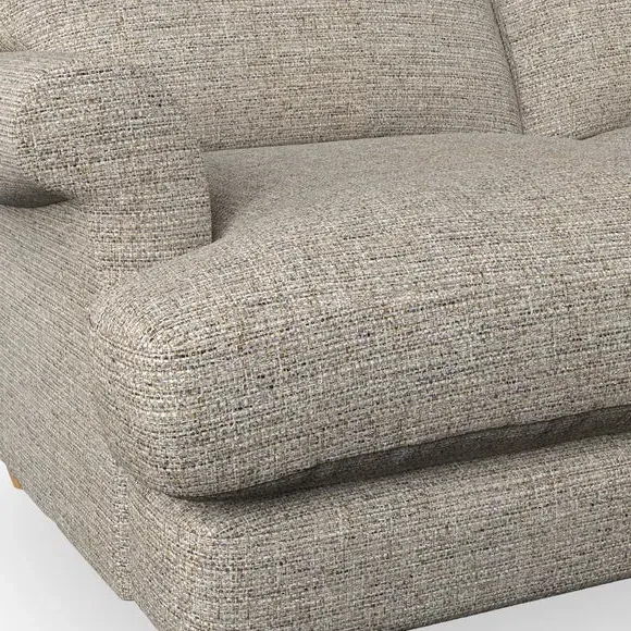 3-Seater Sofa with Scroll Arms - Natural, Fabric