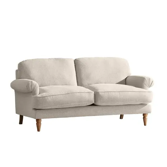 3-Seater Sofa with Scroll Arms - Natural, Fabric
