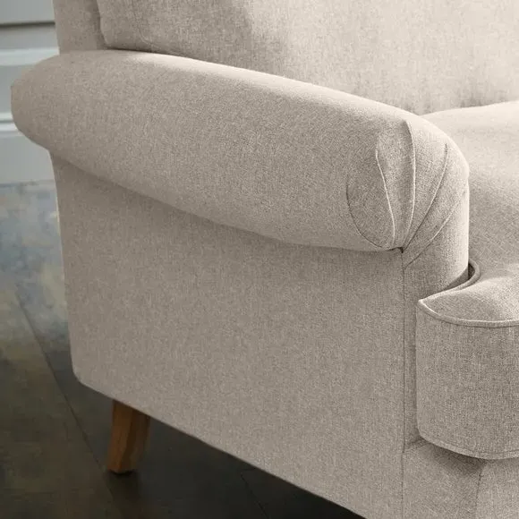 3-Seater Sofa with Scroll Arms - Natural, Fabric