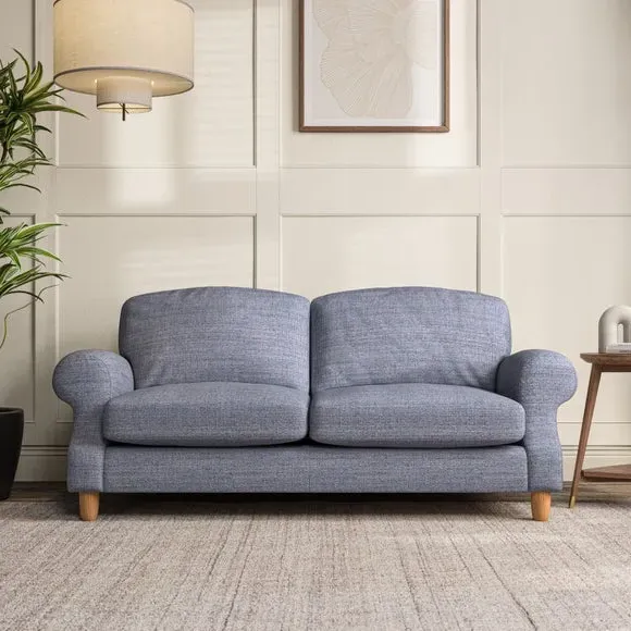3-Seater Sofa with Scroll Arms - Navy